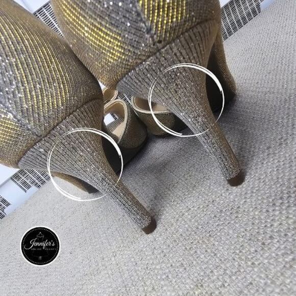 Kelly & Katie Metallic Gold/Silver Janet Peep Toe Pump Size 6 - Picture 10 of 13